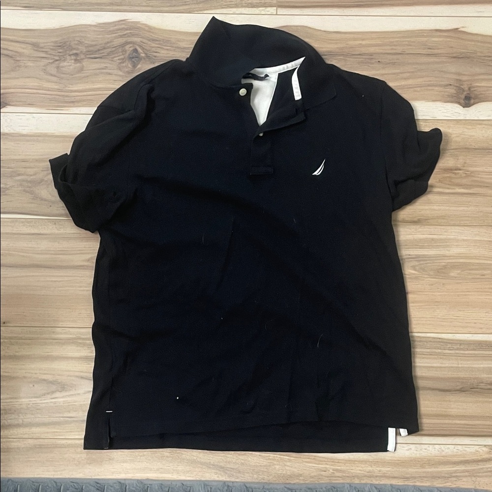 Nautica Black and White Slim Fit Polo